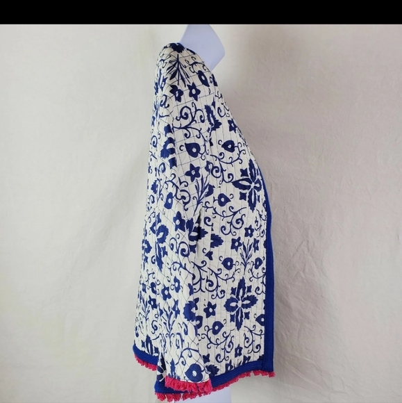 Quilted fringe Boden Ariana jacket. Blue and pink, size 6 - Picture 4 of 6